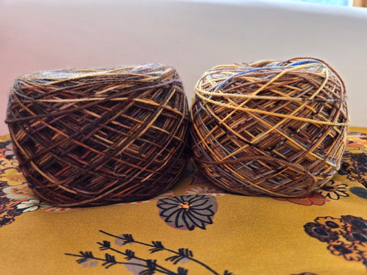 Kit de laine teinte à la main "Jaune ocre" kit 2S01 ( 2 échevaux mis en cake )